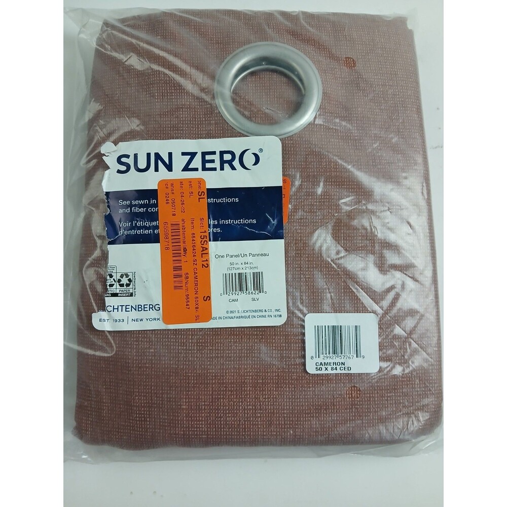 NEW Sun Zero One Panel Tab Top Curtain 'Cedar Brown' 50" X 84" CT130